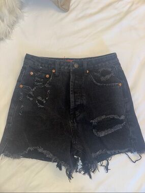 Signature Black Distressed Jean Shorts